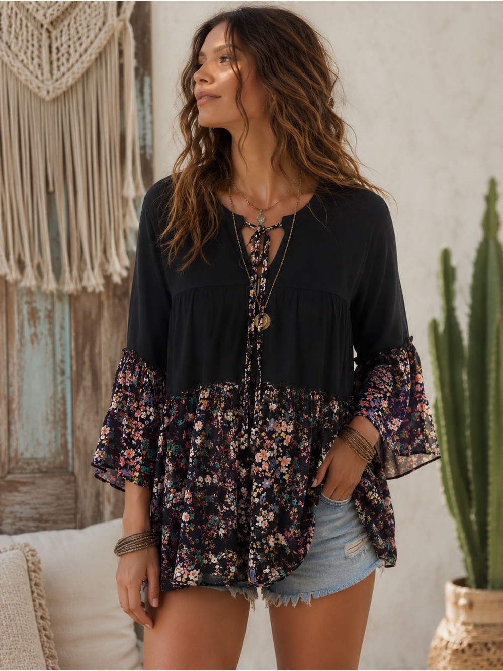 NWT Young Threads Chic Overdyed Jhabla Boho Top